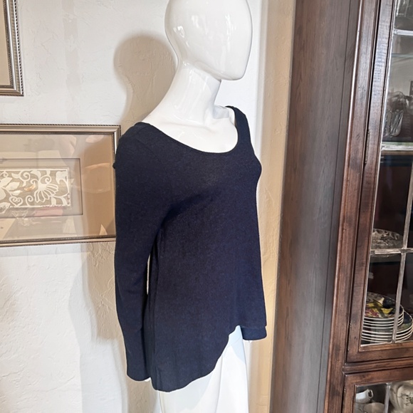 Anthopologie Navy and Black Marled Scoop Neck Swing Sweater - Small - Picture 8 of 14